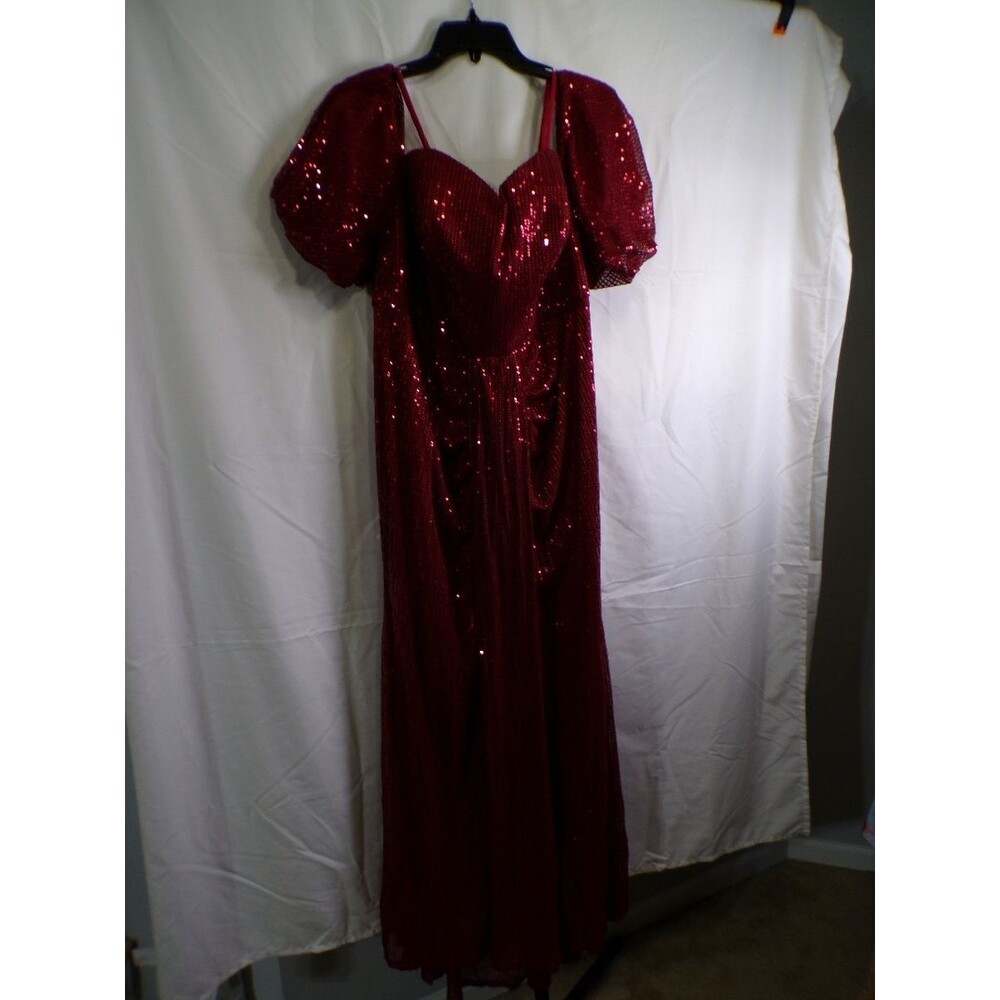 Beckenbelly Red Sequin Maxi Evening Gown XL Formal Party Dress
